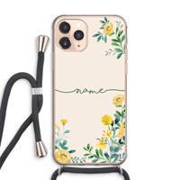 CaseCompany Gele bloemen: iPhone 11 Pro Max Transparant Hoesje met koord