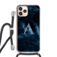 CaseCompany Midnight Marble: iPhone 11 Pro Max Transparant Hoesje met koord