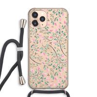 CaseCompany Sierlijke bloemen: iPhone 11 Pro Max Transparant Hoesje met koord