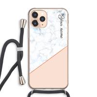 CaseCompany Marmer in stijl: iPhone 11 Pro Max Transparant Hoesje met koord