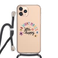 CaseCompany Happy days: iPhone 11 Pro Max Transparant Hoesje met koord