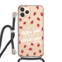 CaseCompany Don't forget to have a great day: iPhone 11 Pro Max Transparant Hoesje met koord