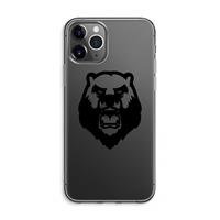 CaseCompany Angry Bear (black): iPhone 11 Pro Max Transparant Hoesje