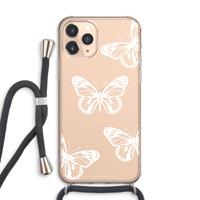 CaseCompany White butterfly: iPhone 11 Pro Max Transparant Hoesje met koord