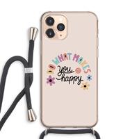 CaseCompany Happy days: iPhone 11 Pro Max Transparant Hoesje met koord