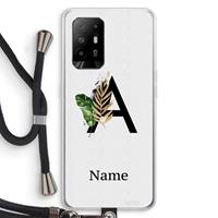 CaseCompany Charcoal Flora: Oppo A94 5G Transparant Hoesje met koord