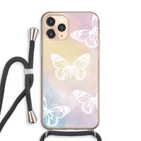 CaseCompany White butterfly: iPhone 11 Pro Max Transparant Hoesje met koord