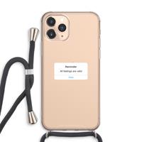 CaseCompany Reminder: iPhone 11 Pro Max Transparant Hoesje met koord