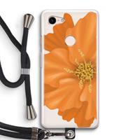CaseCompany Orange Ellila flower: Pixel 3 Transparant Hoesje met koord