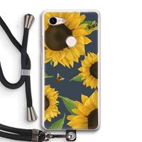 CaseCompany Sunflower and bees: Pixel 3 Transparant Hoesje met koord