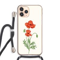 CaseCompany Red poppy: iPhone 11 Pro Max Transparant Hoesje met koord