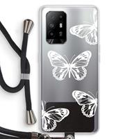 CaseCompany White butterfly: Oppo A94 5G Transparant Hoesje met koord