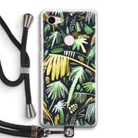 CaseCompany Tropical Palms Dark: Pixel 3 Transparant Hoesje met koord