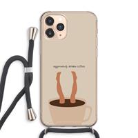 CaseCompany Aggressively drinks coffee: iPhone 11 Pro Max Transparant Hoesje met koord