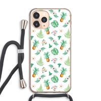 CaseCompany Ananas bladeren: iPhone 11 Pro Max Transparant Hoesje met koord