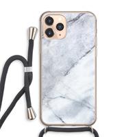 CaseCompany Witte marmer: iPhone 11 Pro Max Transparant Hoesje met koord