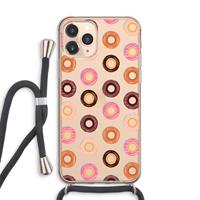 CaseCompany Donuts: iPhone 11 Pro Max Transparant Hoesje met koord