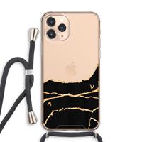 CaseCompany Gouden marmer: iPhone 11 Pro Max Transparant Hoesje met koord