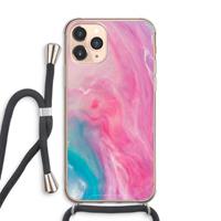 CaseCompany Roze explosie: iPhone 11 Pro Max Transparant Hoesje met koord