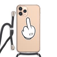 CaseCompany Middle finger black: iPhone 11 Pro Max Transparant Hoesje met koord