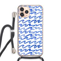 CaseCompany Blauwe golven: iPhone 11 Pro Max Transparant Hoesje met koord