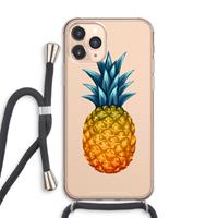 CaseCompany Grote ananas: iPhone 11 Pro Max Transparant Hoesje met koord