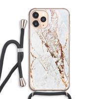 CaseCompany Goud marmer: iPhone 11 Pro Max Transparant Hoesje met koord