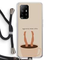 CaseCompany Aggressively drinks coffee: Oppo A94 5G Transparant Hoesje met koord