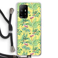 CaseCompany Flamingo party: Oppo A94 5G Transparant Hoesje met koord