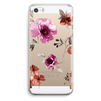 CaseCompany Geschilderde bloemen: iPhone 5 / 5S / SE Transparant Hoesje