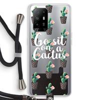 CaseCompany Cactus quote: Oppo A94 5G Transparant Hoesje met koord