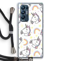 CaseCompany Rainbow Unicorn: Oppo Find X3 Neo Transparant Hoesje met koord