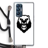 CaseCompany Angry Bear (white): Oppo Find X3 Neo Transparant Hoesje met koord