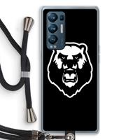 CaseCompany Angry Bear (black): Oppo Find X3 Neo Transparant Hoesje met koord