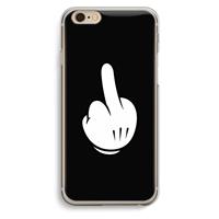 CaseCompany Middle finger black: iPhone 6 / 6S Transparant Hoesje