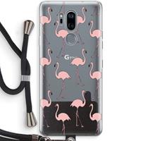 CaseCompany Anything Flamingoes: LG G7 Thinq Transparant Hoesje met koord
