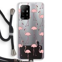 CaseCompany Anything Flamingoes: Oppo A94 5G Transparant Hoesje met koord