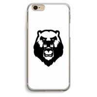 CaseCompany Angry Bear (white): iPhone 6 / 6S Transparant Hoesje