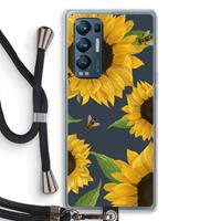 CaseCompany Sunflower and bees: Oppo Find X3 Neo Transparant Hoesje met koord