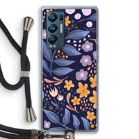 CaseCompany Flowers with blue leaves: Oppo Find X3 Neo Transparant Hoesje met koord