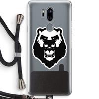 CaseCompany Angry Bear (white): LG G7 Thinq Transparant Hoesje met koord