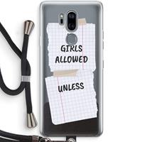 CaseCompany No Girls Allowed Unless: LG G7 Thinq Transparant Hoesje met koord