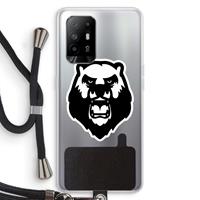 CaseCompany Angry Bear (white): Oppo A94 5G Transparant Hoesje met koord