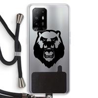 CaseCompany Angry Bear (black): Oppo A94 5G Transparant Hoesje met koord