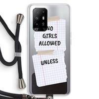 CaseCompany No Girls Allowed Unless: Oppo A94 5G Transparant Hoesje met koord