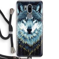 CaseCompany Darkness Wolf: LG G7 Thinq Transparant Hoesje met koord
