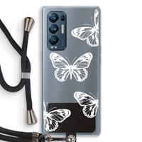 CaseCompany White butterfly: Oppo Find X3 Neo Transparant Hoesje met koord