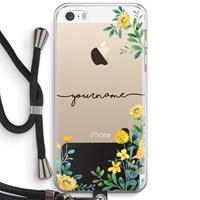 CaseCompany Gele bloemen: iPhone 5 / 5S / SE Transparant Hoesje met koord