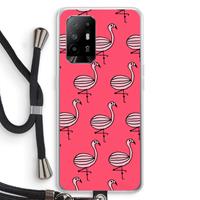 CaseCompany Flamingo: Oppo A94 5G Transparant Hoesje met koord