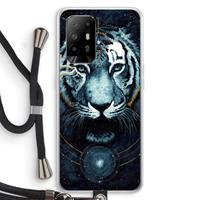 CaseCompany Darkness Tiger: Oppo A94 5G Transparant Hoesje met koord